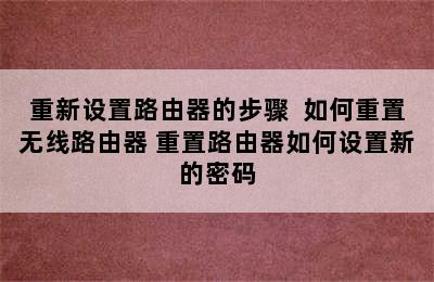 重新设置路由器的步骤  如何重置无线路由器 重置路由器如何设置新的密码